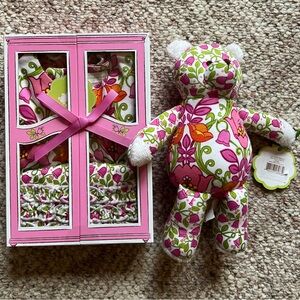 Vera Bradley Dress & Bloomer Set with matching Teddy Bear